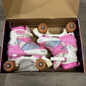 Gonex Pink, White & Blue Geometric Roller Skates | Kids Medium (L) US 1-4